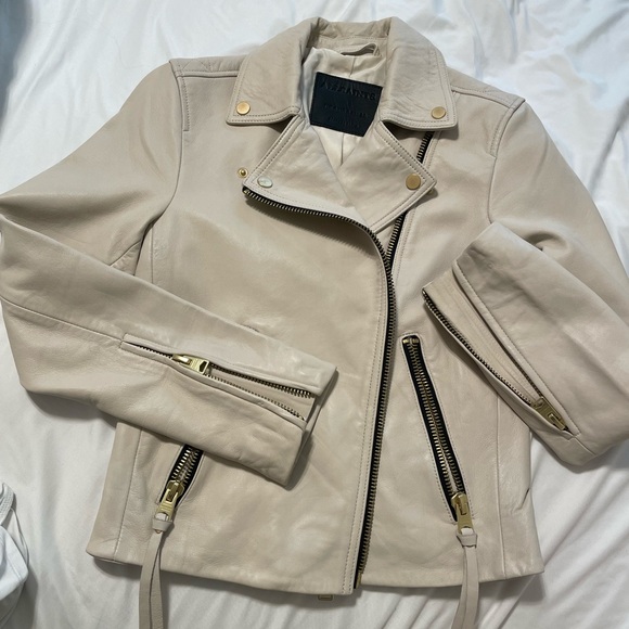 All Saints Dalby Leather Jacket size 0 - Picture 1 of 7